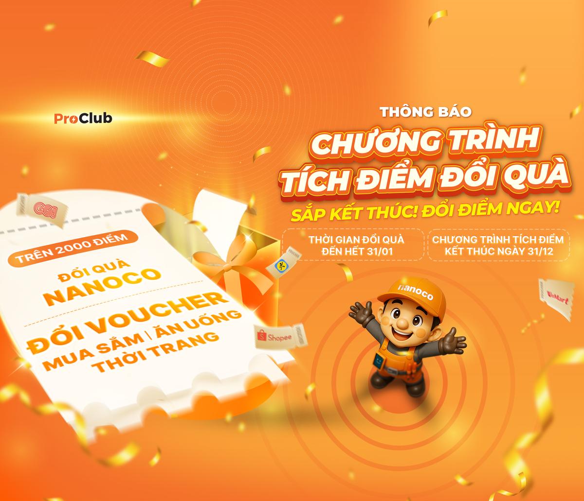 PROCLUB THÔNG BÁO KẾT THÚC CHƯƠNG TRÌNH TÍCH ĐIỂM ĐỔI QUÀ